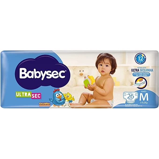 Fralda Babysec Ultrasec Jumbo Galinha Pintadinha M com 26 unidades