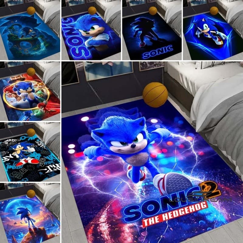Tapete de jogo 3D Sonick Cartoon - adequado para quarto, sala de estar e sala de jogos Tapete antiderrapante é um excele