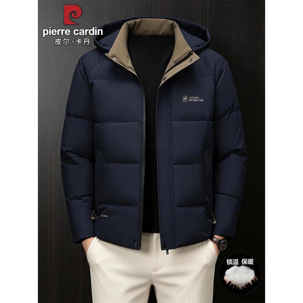 Pierre Cardan Jaqueta masculina acolchoada com capuz destacável 2026 inverno quente jaqueta acolchoada grossa masculina 
