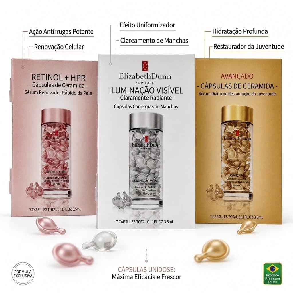 Cápsulas de Ceramidas Sérum Facial Elizabeth DUNN Anti-Idade Firmador Redutor de Linhas Pele Jovem Pronta Entrega Brasil