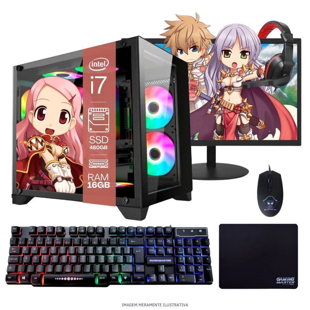 PC Gamer TOB Intel Core i7 SSD 480GB 16GB Kit Gamer Monitor 23” Windows 10 Pro Trial