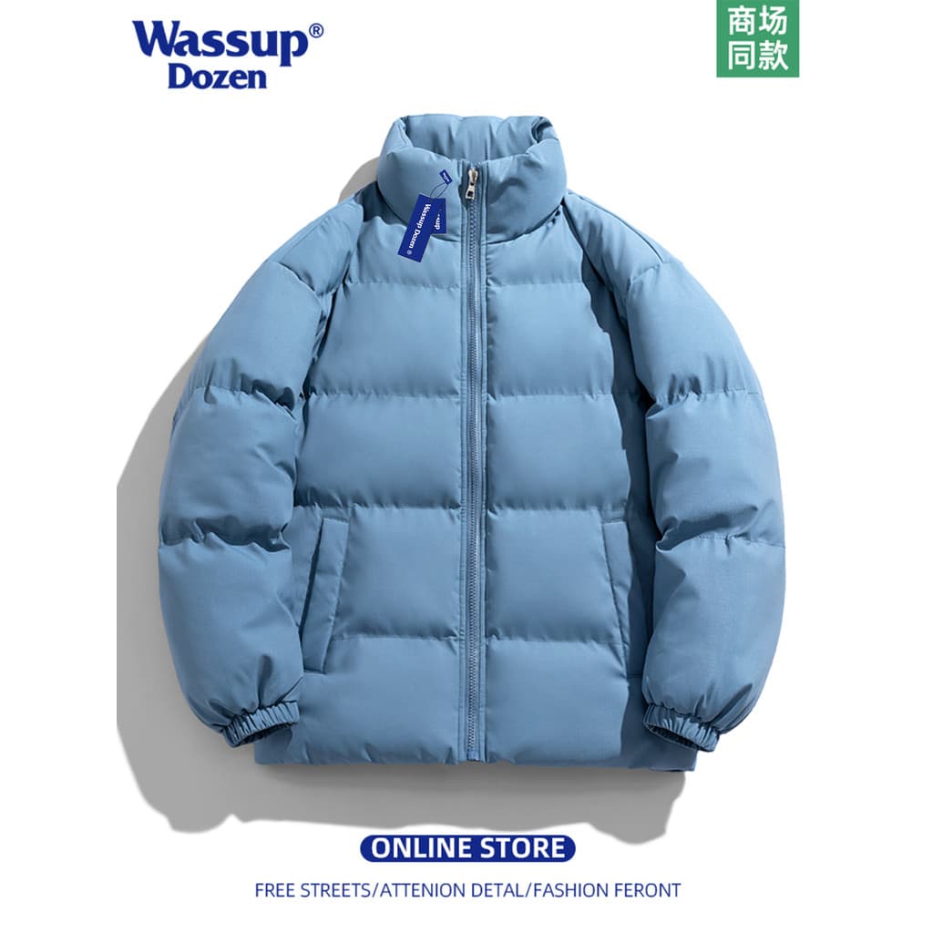 WASSUP DOZEN Jaqueta acolchoada básica com gola alta masculina Jaqueta de pão de inverno Jaqueta acolchoada Jaqueta quen