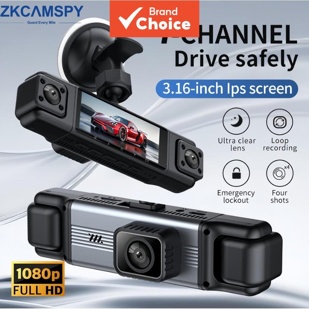 Carro Dvr 1080p 3/4 Canais Traço Cam Para Frente Do Dentro Rotativo Vista Traseira Visão Noturna Gravador De Estacioname