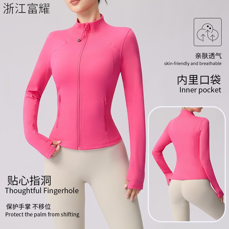 Novo estilo de manga comprida roupas de Fitness topo lulu Yoga roupas jaqueta feminina gola alta magro-ajuste esportes m