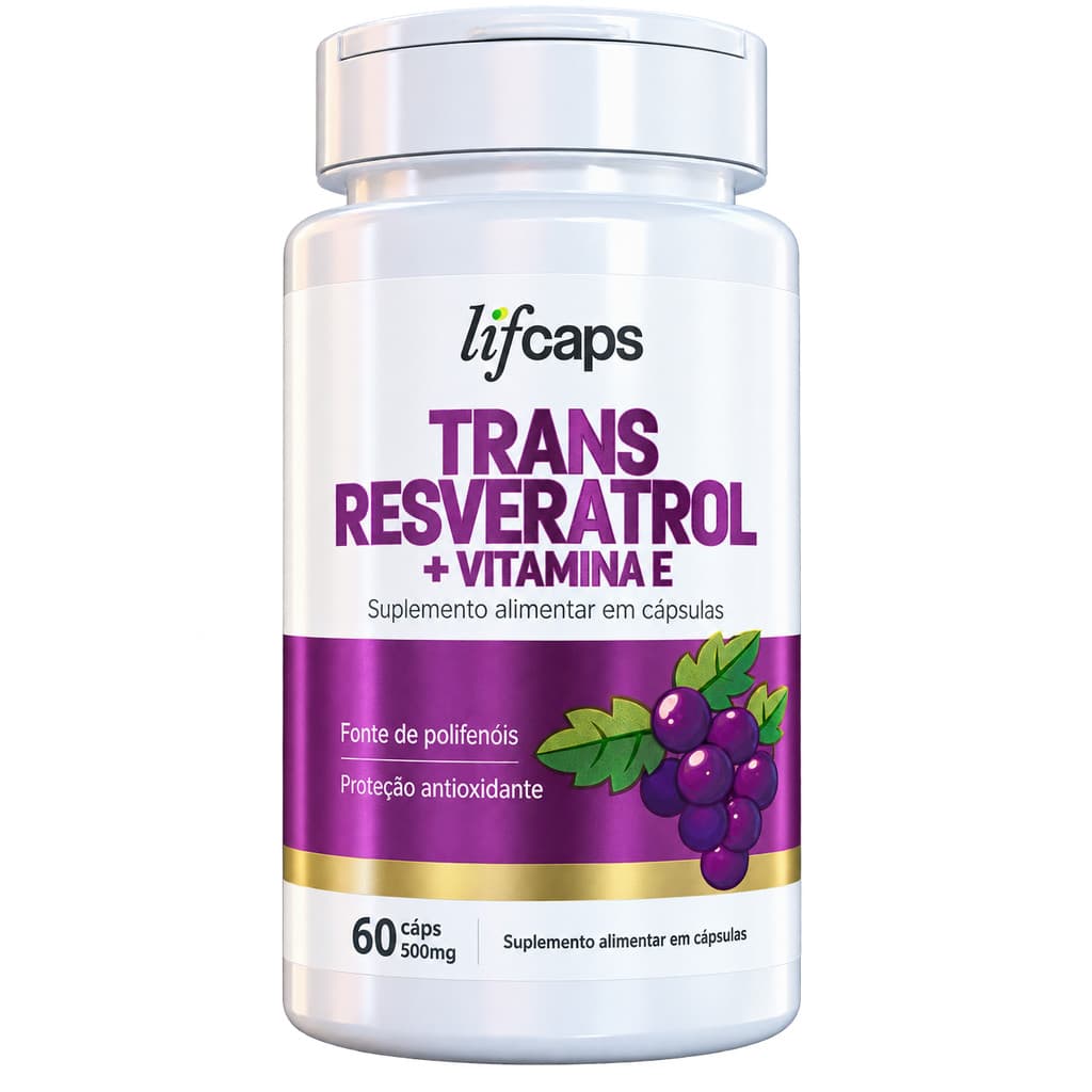 Suplemento Legitimo Trans RESVERATROL Vitamina E Natural 100% Original 60 Capsulas 500Mg Trans Resveratrol