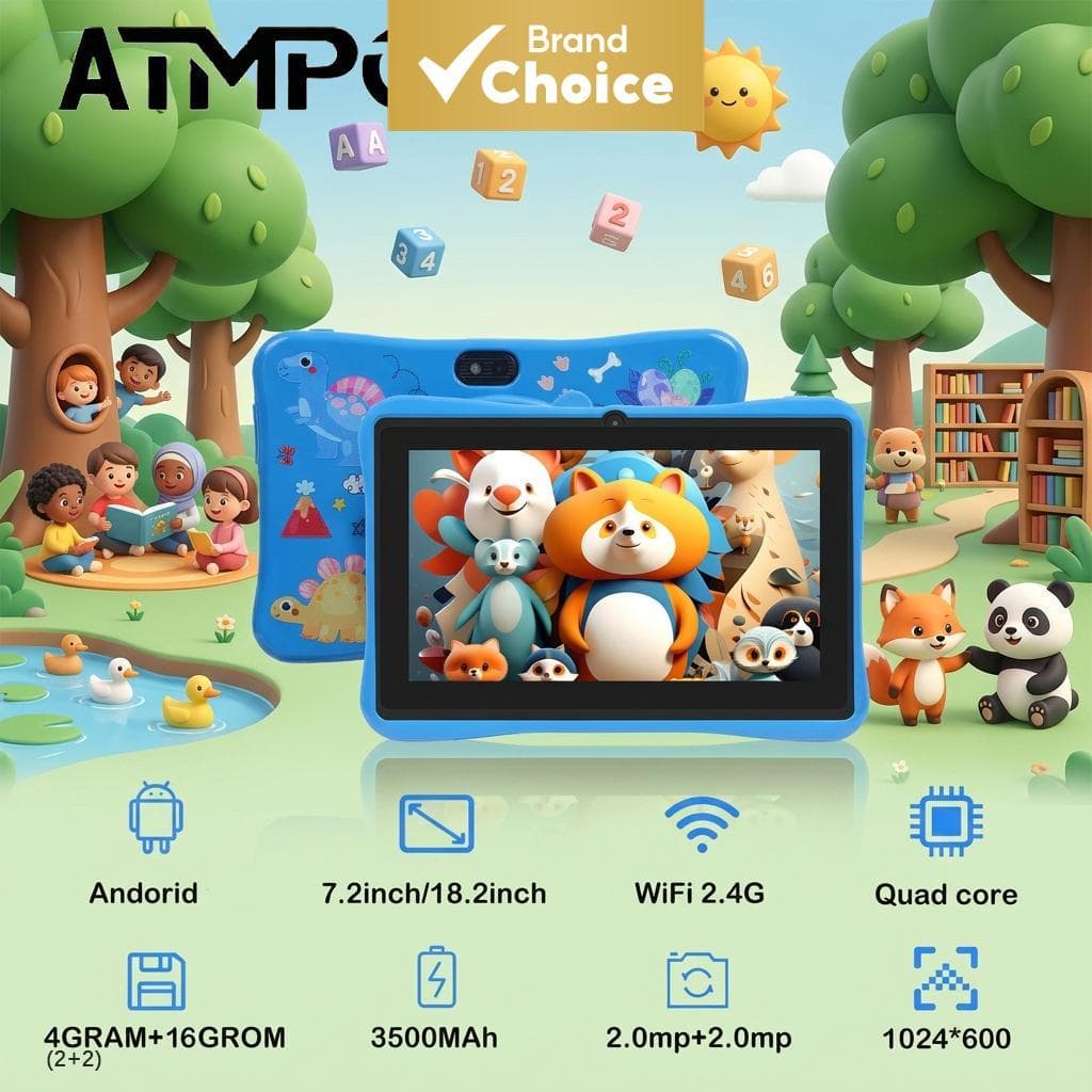 Tablet infantil de 7 polegadas com Wi-Fi, Bluetooth e Android: computador miniatura resistente