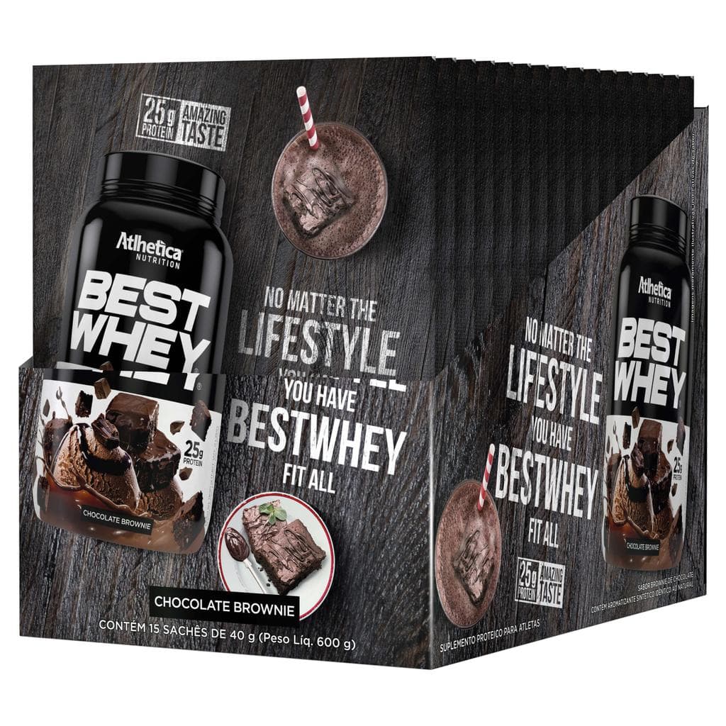 Best Whey Protein (Display com 15 Sachês de 40g) Brownie Chocolate
