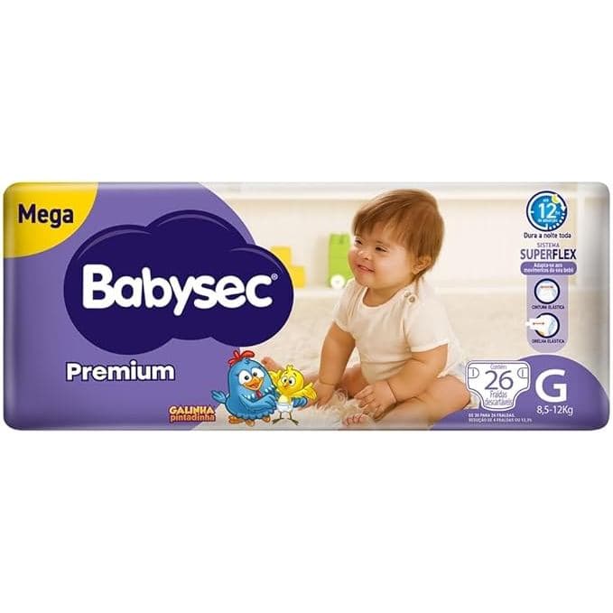 Fralda Babysec Premium Mega G com 26 unidades
