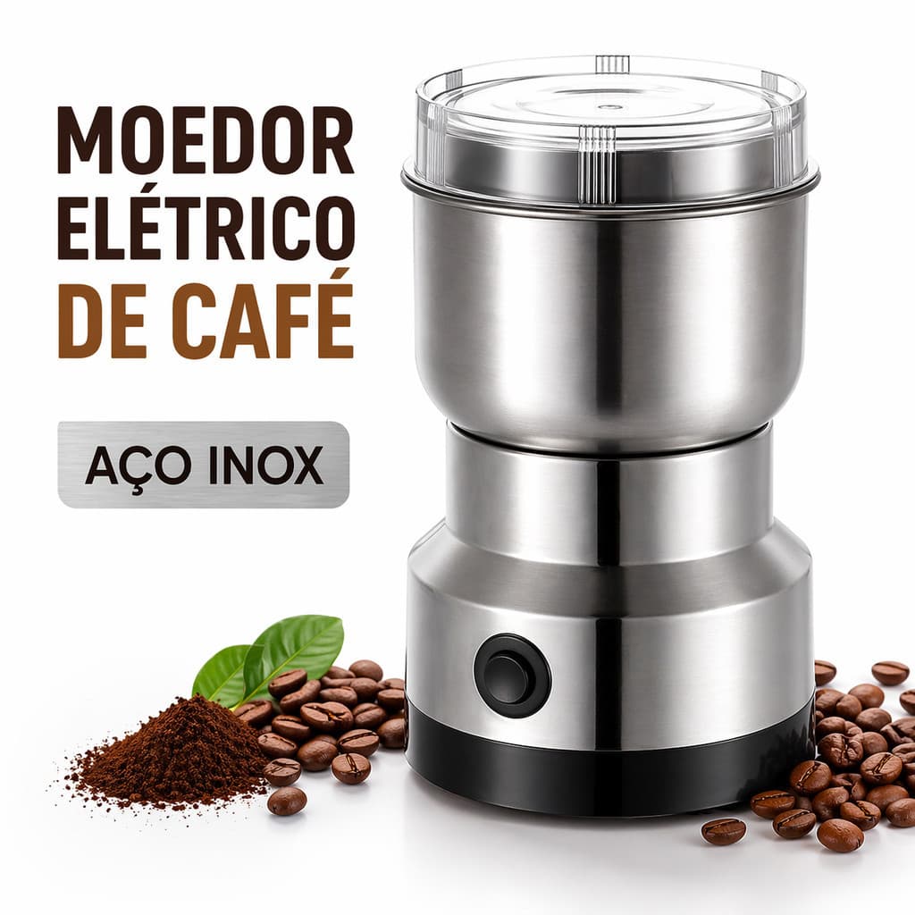 Moedor Elétrico Multifuncional de Café 110V Grãos e Temperos em Aço Inox 4 laminas