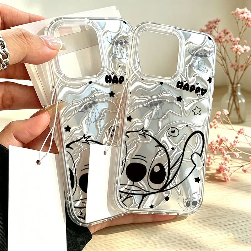 Capinha para iPhone 17/16 Pro Max Capa para celular Stitch com efeito ondulado na água, capa macia à prova de quedas