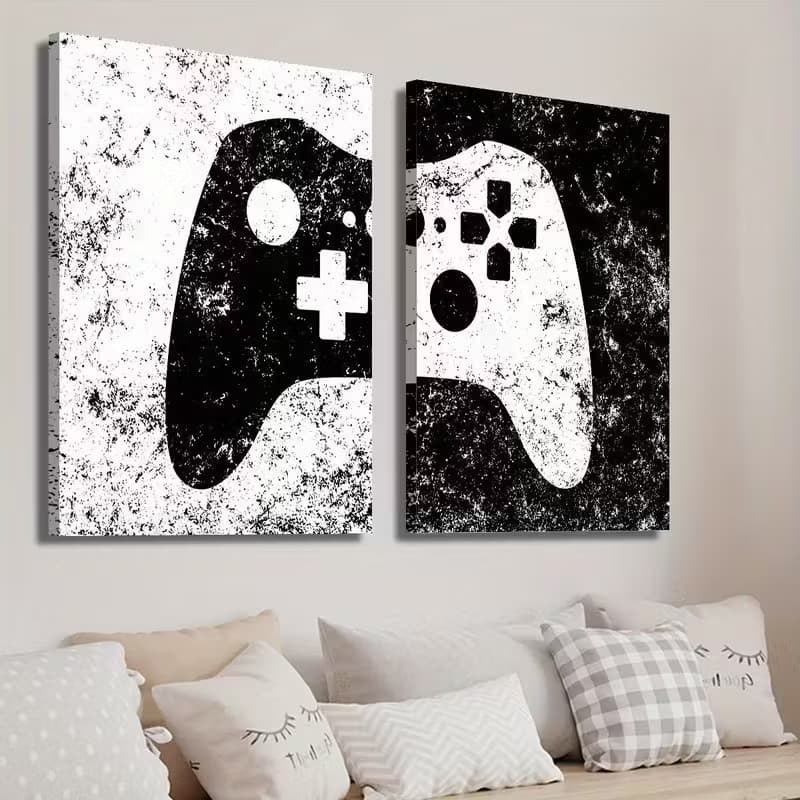 Quadro Decorativo Gamer Controle de Videogame Preto e Branco Xbox