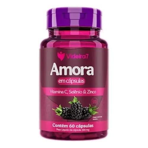 Suplemento Amora Vitaminas Minerais 500mg 60 Cápsulas Videira 7 Natural Vitamina C Zinco Selênio Sem Glúten
