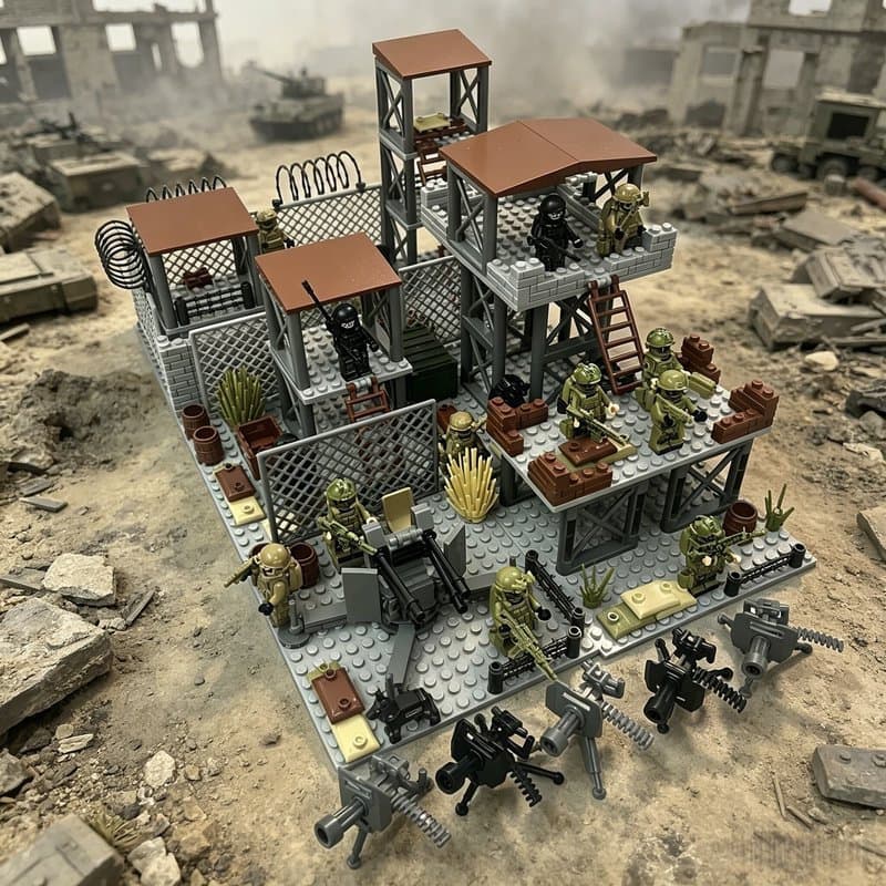 1.000 peças de blocos de montar militares Lego, base de fortaleza, torre de observação com apito, brinquedo montável par