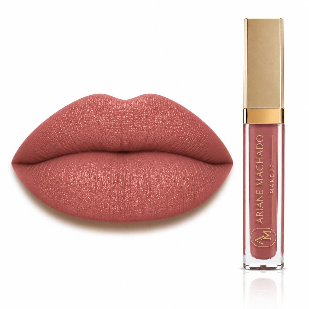 Batom Matte Líquido Aurora Nude Rose Alta Pigmentação Longa Duração - Ariane Machado Makeup