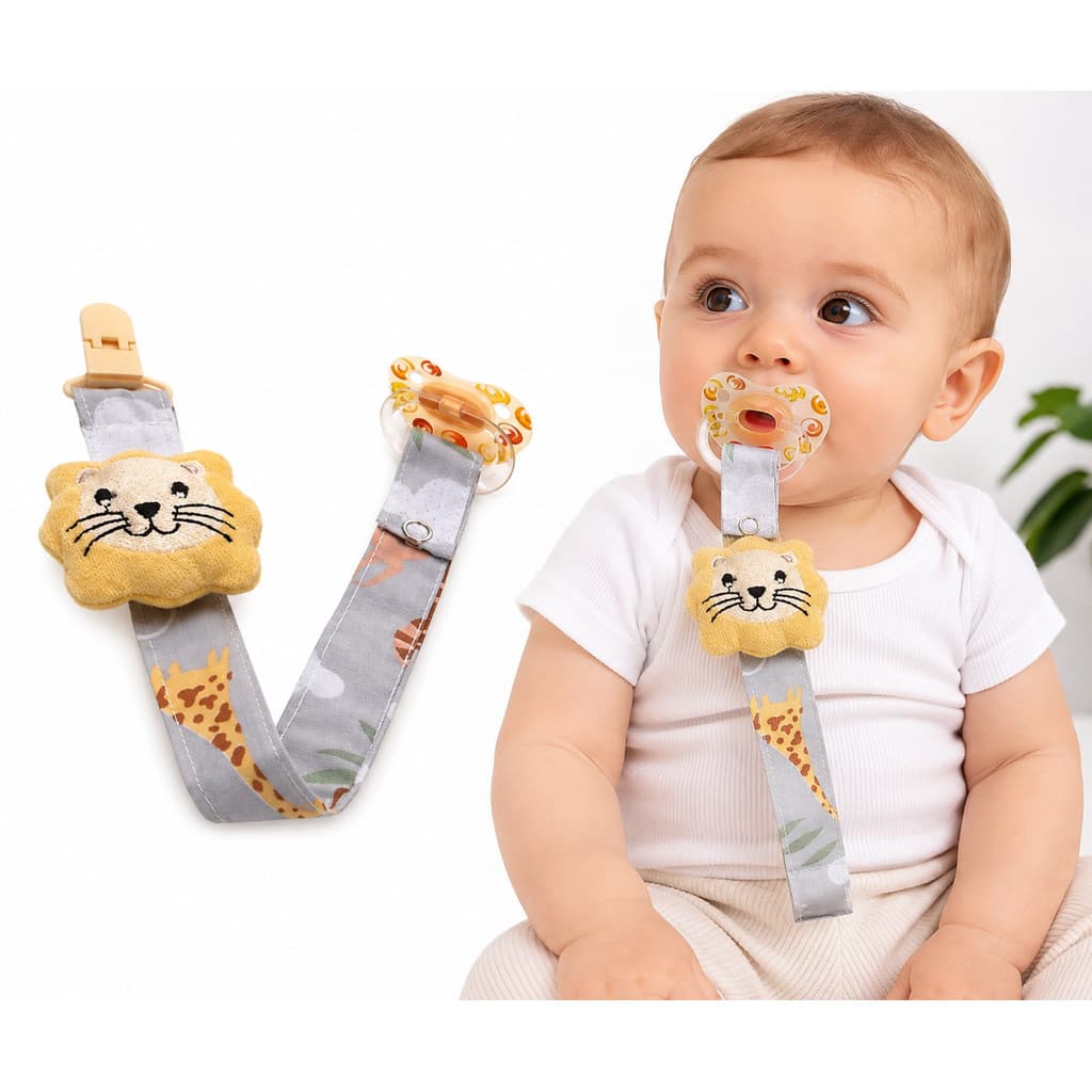 Prendedor de Chupeta Bebê com Clip Universal e Pelúcia Porta Chupeta Antiperda Menino Menina 01 Peça