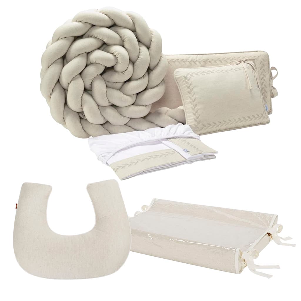 Kit Enxoval de Bebê Menino Menina Com 3 Peças Almofada + Trocador e Kit Berço 100% Algodão Batistela Baby