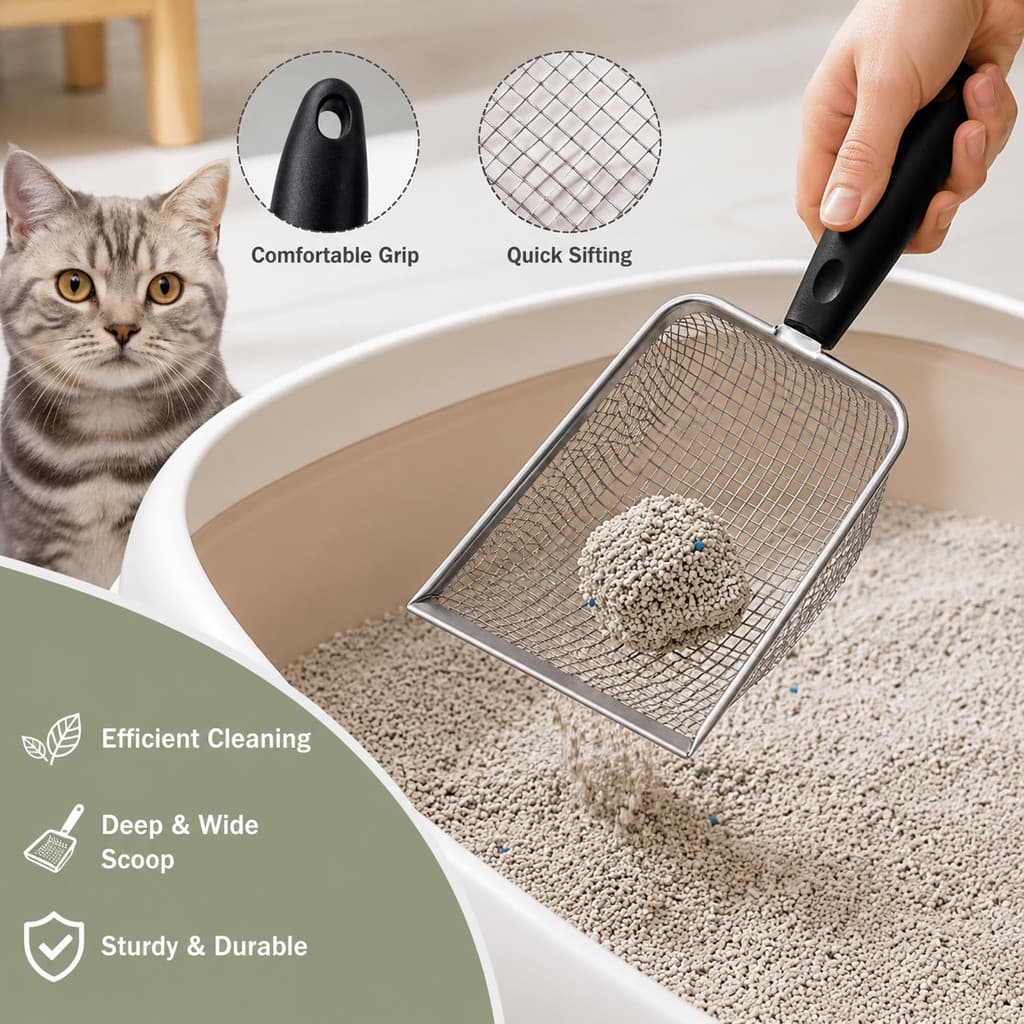 1/2/3 Peças De Raspadura De Limpeza De Areia De Gato - Rede Fina Para Caixas SanitáRias Promoção