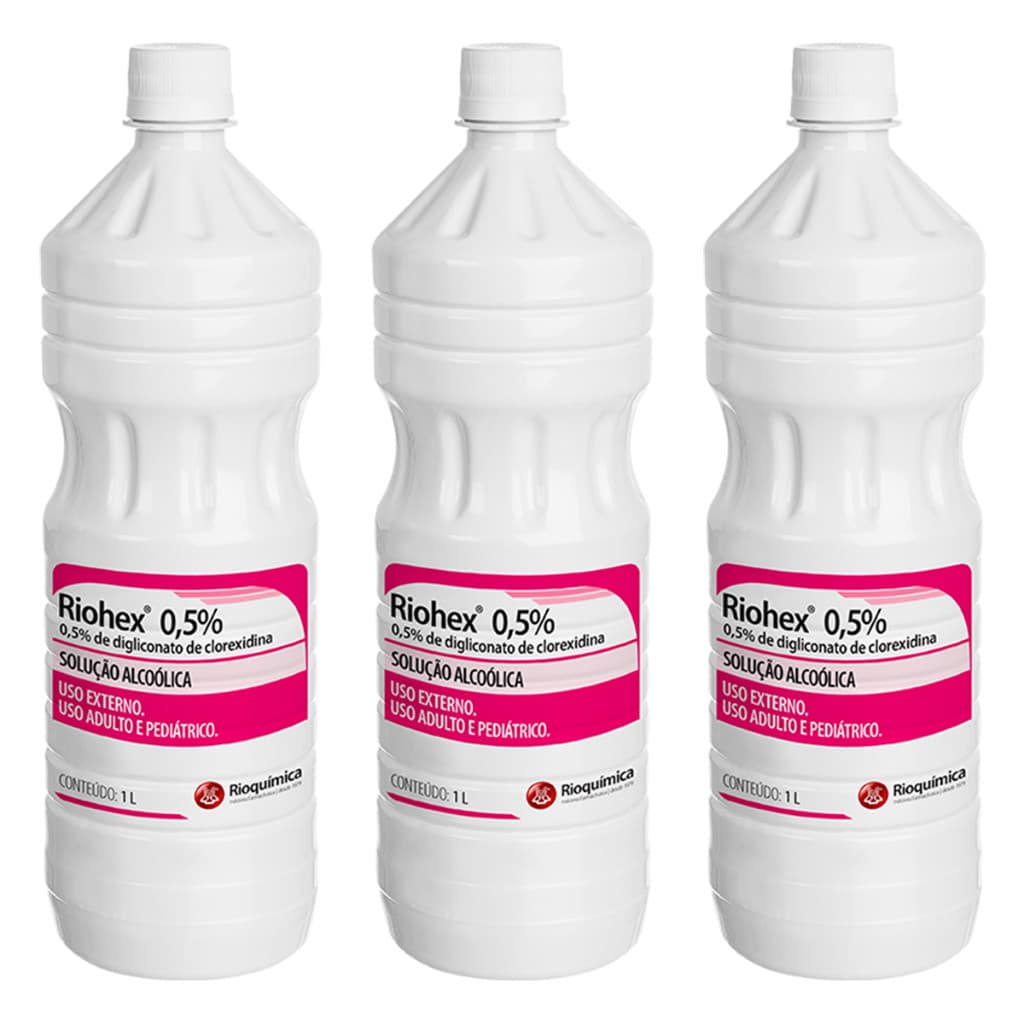 Kit C/3 Riohex 0,5% Alc. 1L