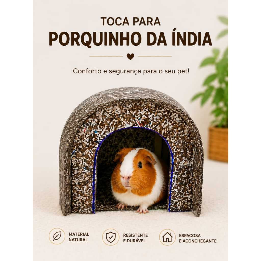 Toca Casinha Ecológica Porquinho da Índia Ou Hamster - Toquinha Pet