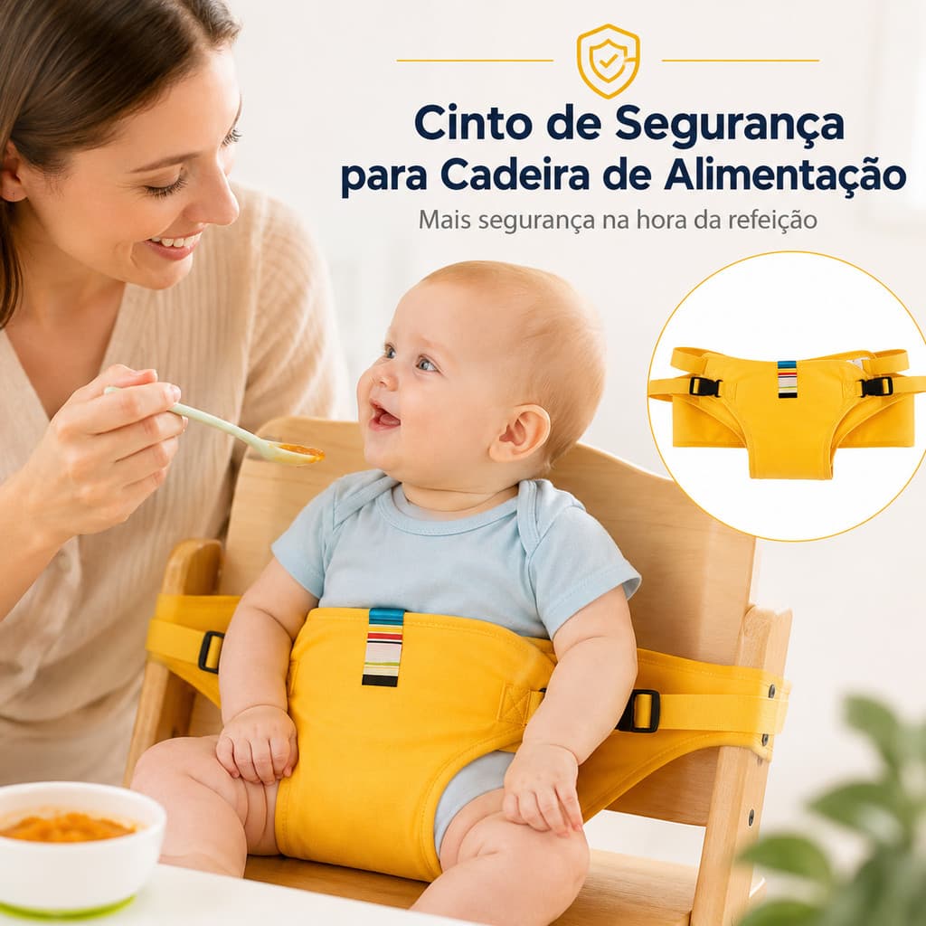 Cinto de Segurança para Cadeira de Alimentação de Bebê Ajustável com Proteção