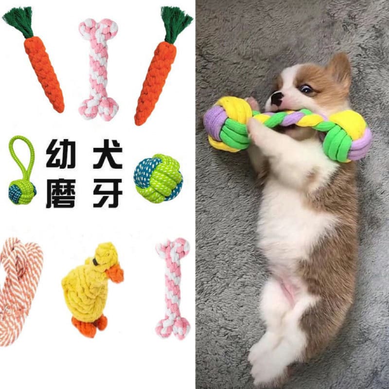 Brinquedo para cachorro, corda de algodão resistente à mordida, trançado, cachorro de pelúcia, Corgi, Molar, resistente 