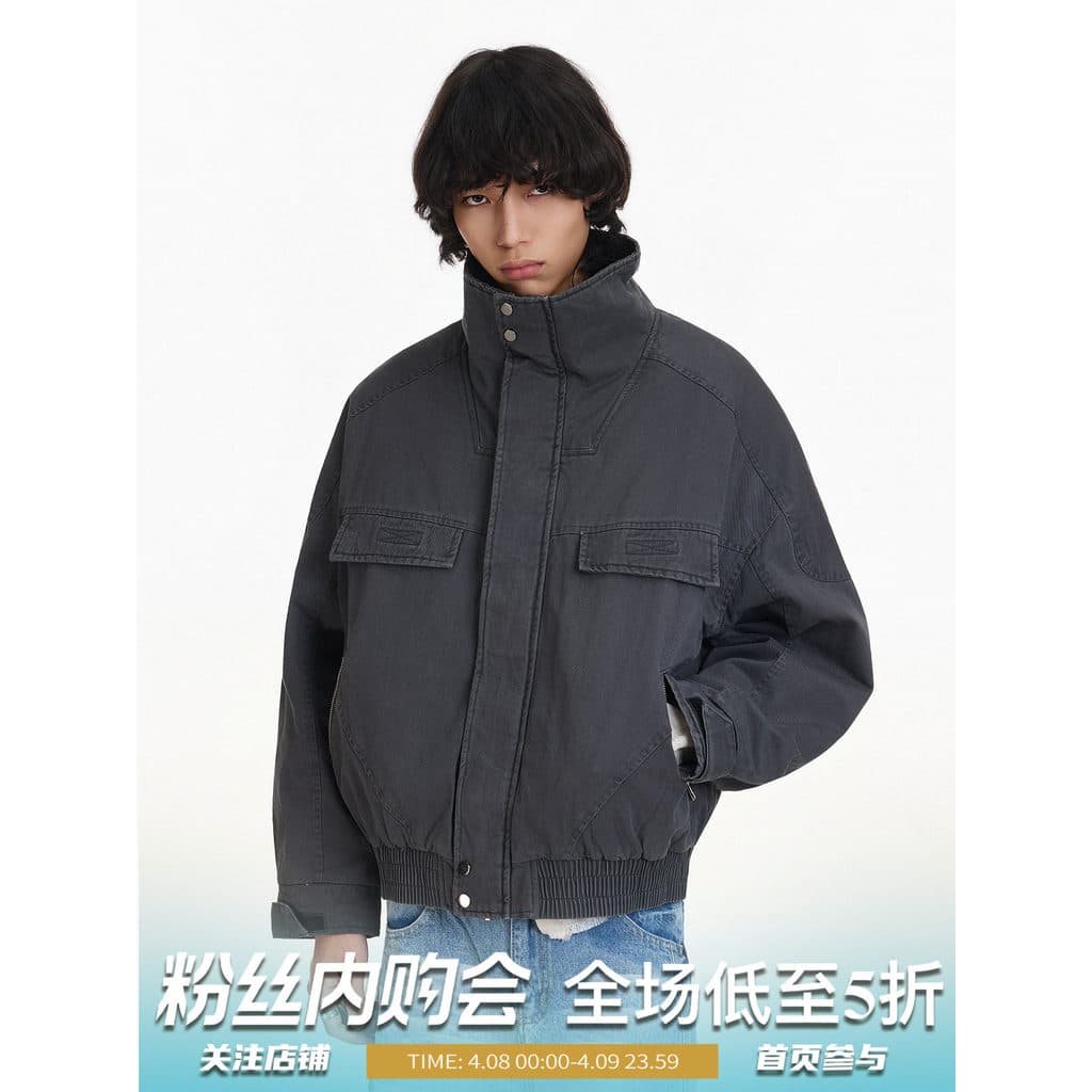 BLAEXIT Retro vintage lavado angustiado acolchoado jaqueta acolchoada jaqueta masculina inverno grosso jaqueta Workwear 