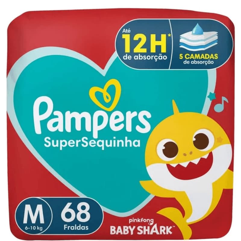 Fralda Pampers Supersequinha Tamanho M 68 Unidades