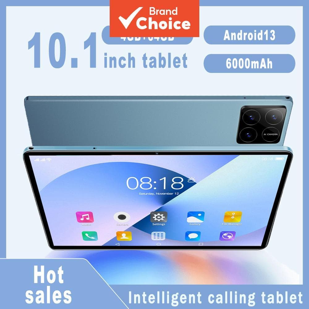Tablet Android 10,1 polegadas, 4 GB de RAM, 64 GB de ROM, suporta rede celular, Wi-Fi, Bluetooth, câmera dupla, tela