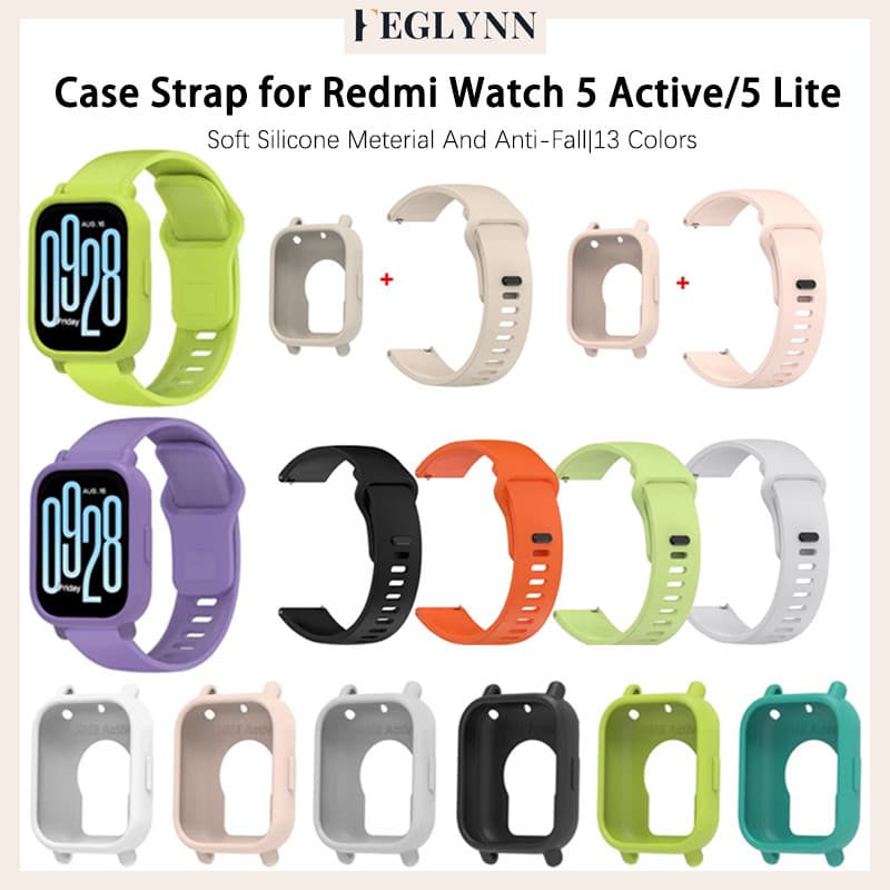 Pulseira Esporte Strap Capinha Capa De Silicone Para Relógio Smartwatch Redmi Watch 5 Lite/Redmi Watch 5 Active
