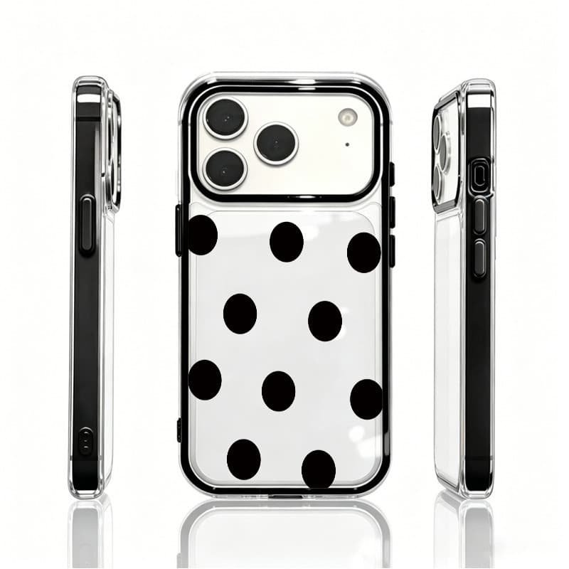 Capa de celular 3 em 1 Capinha para iPhone 17/16/15/14/13/12 Pro Max Normal capa de celular simples com bolinhas pretas