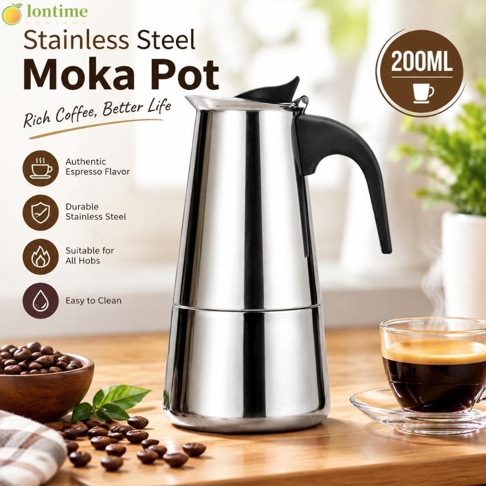 Cafeteira Mocha , Expresso Com Capacidade De 200ml Fogão De Design Clássico Fácil De Limpar