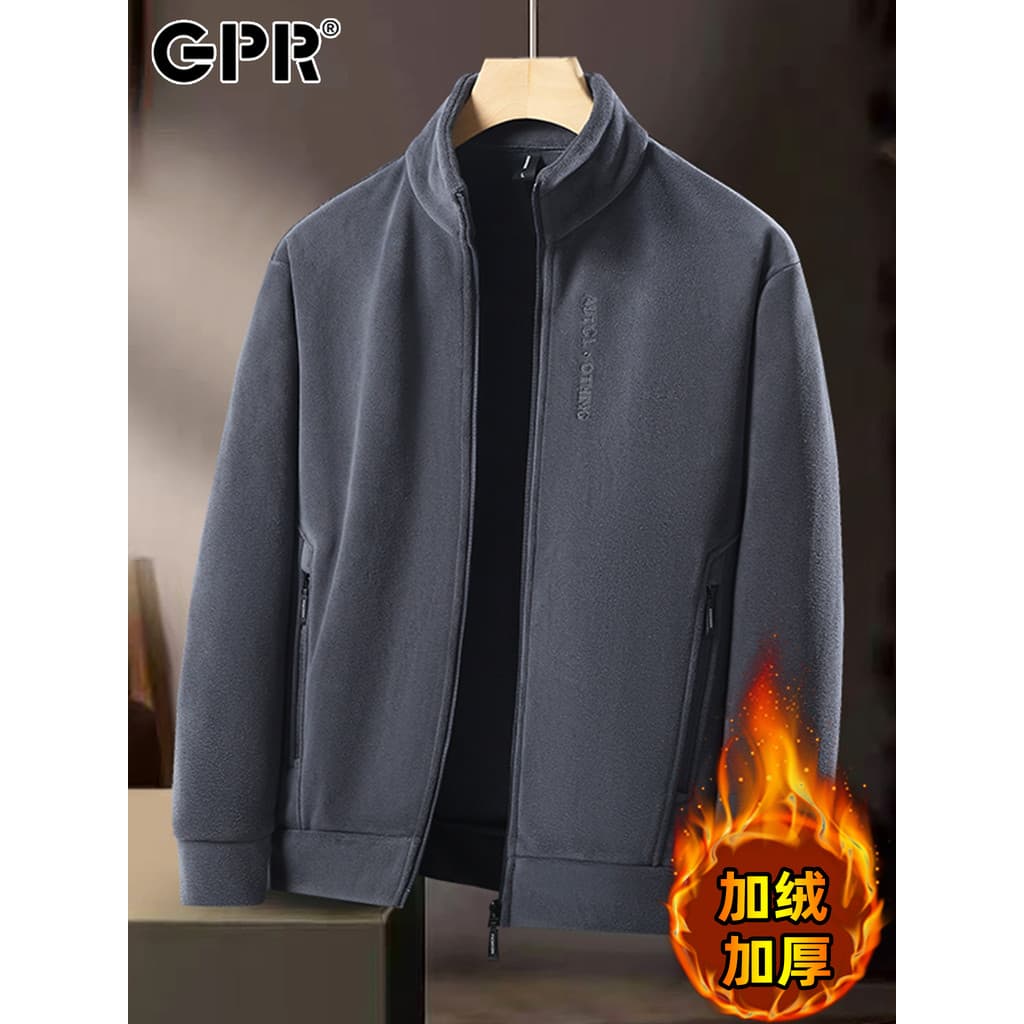 Velo engrossado gola alta jaqueta masculina inverno jaqueta de lã jaqueta de lã masculina forro moletom quente