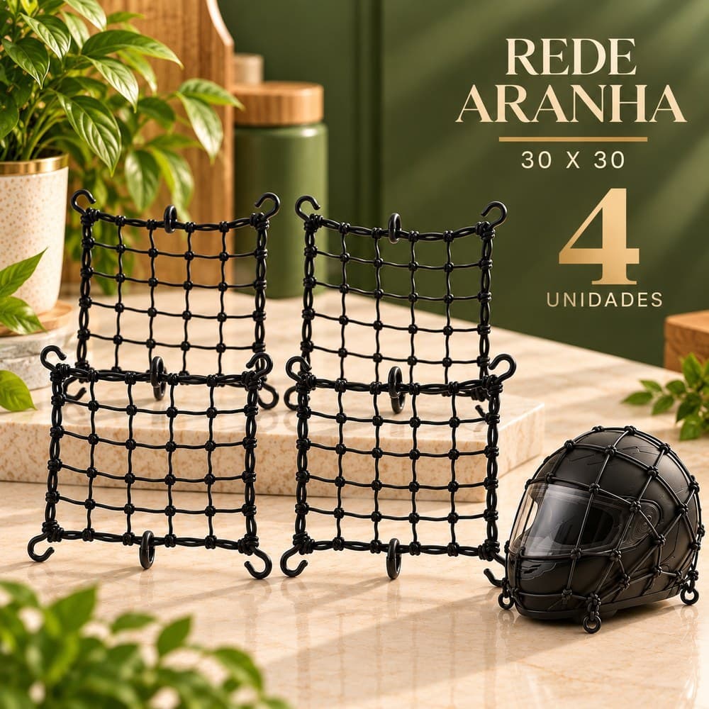Kit Rede Aranha Elástica Para Capacete Moto Bagageiro 30x30 Fixação de Carga garupa acessórios para moto