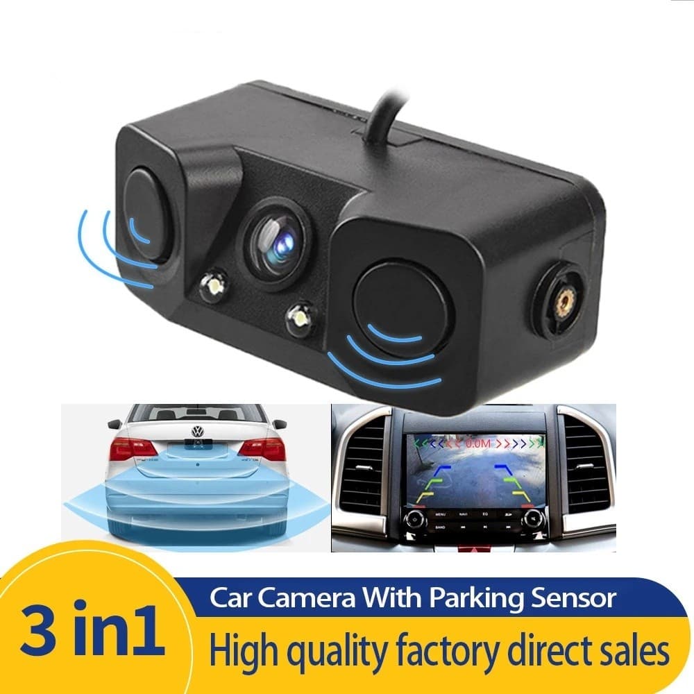AHD 1080P Kit De Assistência De Estacionamento De Carro 3 Em 1 , Câmera De Backup De Visão Traseira Com Noturna 2 Sensor