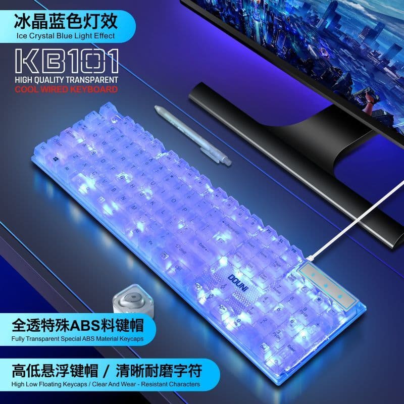 Novo estilo de jogos sensação mecânica teclado para jogos letreiro Desktop transparente portátil com fio teclado RGB lum