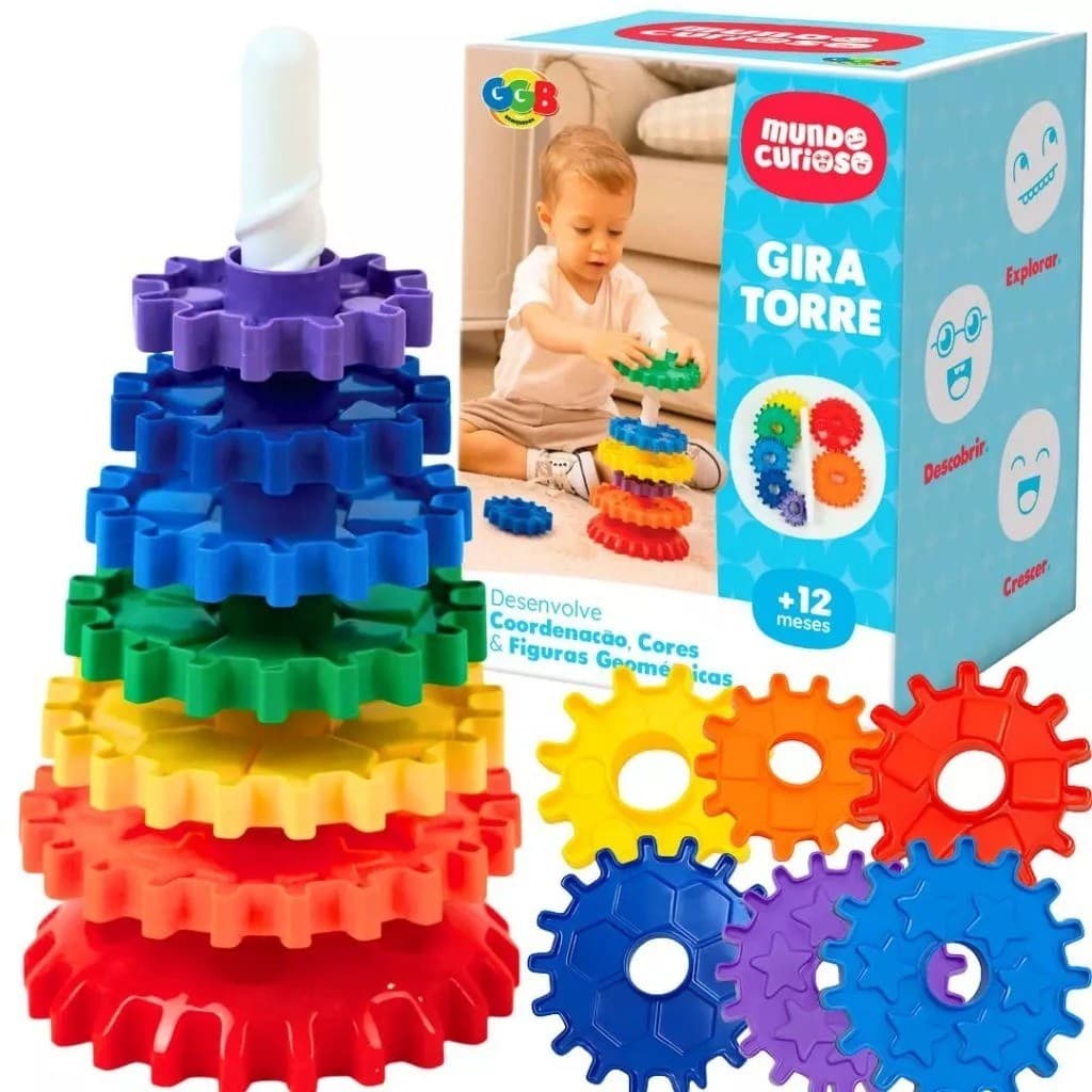 Kit Brinquedo Didático Giro Mágico + Minhas Primeiras Formas - Brinquedo Educativo Gira Torre