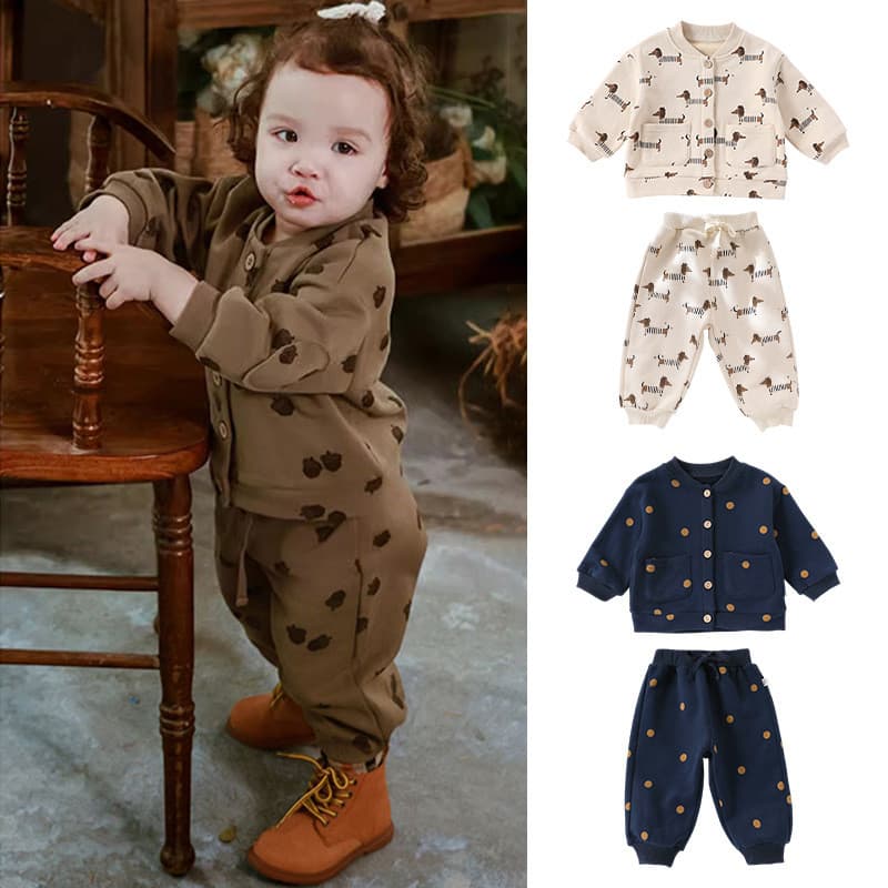 Estilo nórdico conjunto de moletom infantil masculino feminino bebê calças superiores velo quente conjunto de duas peças