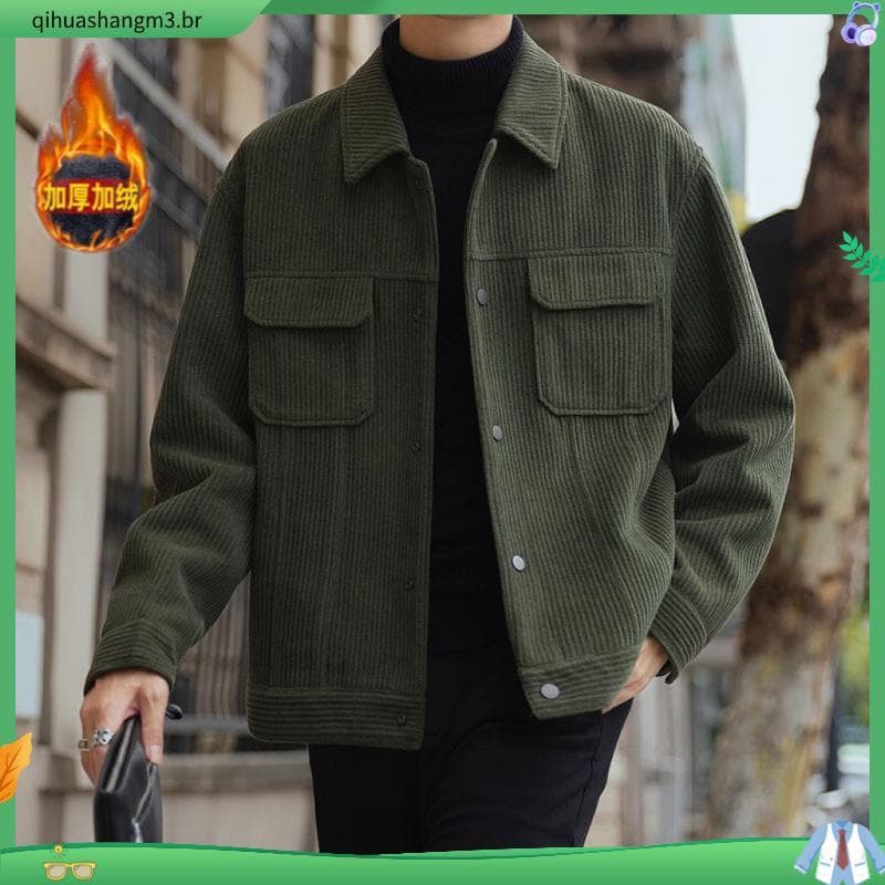 20 25 primavera outono lapela jaqueta masculina Workwear Casual solto forro de lã jaqueta superior masculina High-End ro