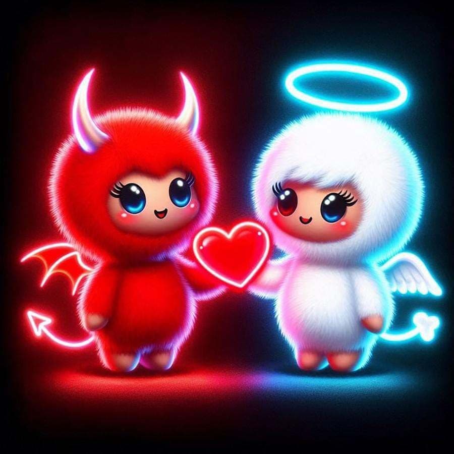 1 peça, 5D, DIY, Kit de pintura de diamante redondo, diabo, mosaico de anjo, arte de diamante, decoração de casa