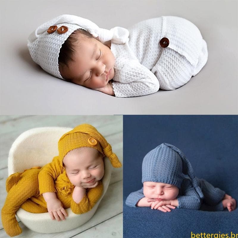 Bet Bebê Menino Menina Macacão Chapéu Conjunto Para Bebês Foto Fotografia Roupas Malha
