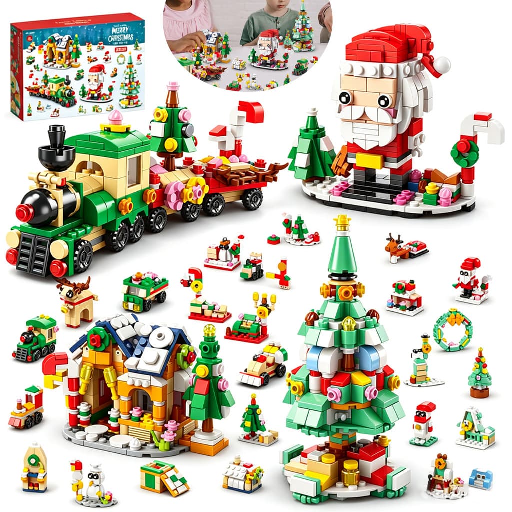 Kit 24 Dias Natal Árvore Compatível Lego Blocos Montar Educativo Presente