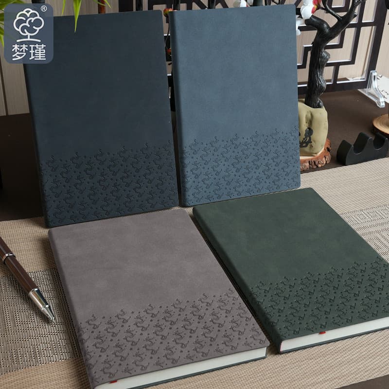 A5 Business Couro Em Relevo Notebook Escritório Reunião Registro Diário Conjunto de Presente Notebook　