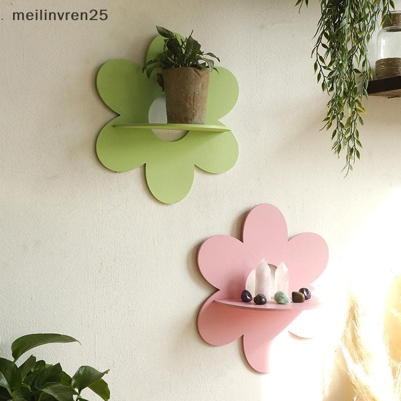 MEL Flor Forma Suporte De Armazenamento Parede De Madeira Arte Da Decoração Flutuante Planta Prateleira Para Banheiro Sa