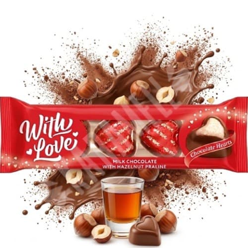 Milk Chocolate With Love Hazelnut Praline 34g - Importado Polônia