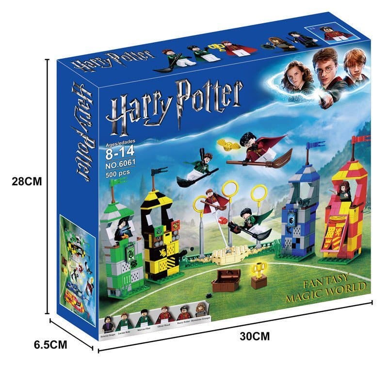 Blocos de montar compatíveis com Lego Harry Potter, modelo montado, vista de rua, encanto, terra, estranho jogo de bola