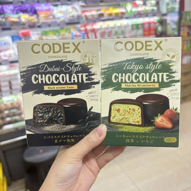 Hong Kong Daigou Importado CODEX Chocolate Gergelim Preto/Morango Matcha/Chocolate Dubai 48g Lanches 9/3/2