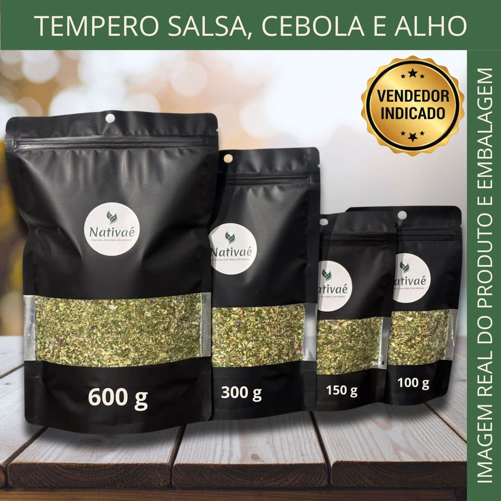 Tempero Salsa Cebola e Alho Nativaé para Carnes, arroz e saladas 100g,150g,300g,600g