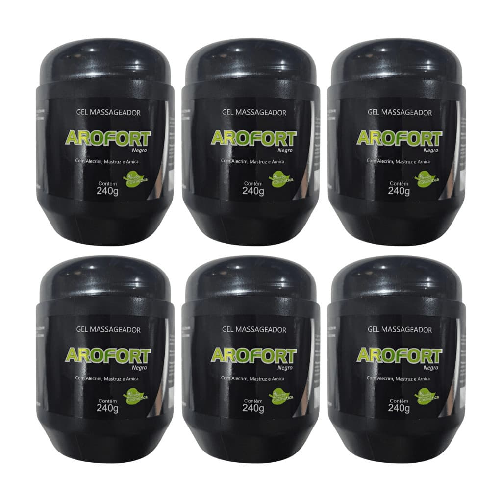 Kit 6x Gel Massageador AROFORT Gel Negro 240g | Relaxamento Corporal Diário | Aroeira Cosmética