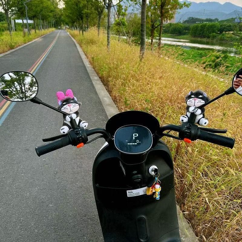 Boneco de gato Lúcifer fofo para espelho retrovisor de moto elétrica, acessório pequeno, enfeite de moto, decoração, est