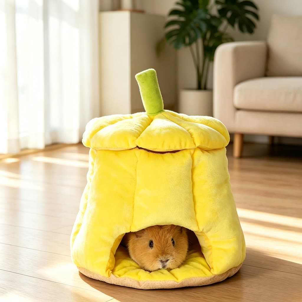 🏠 Casinha Abóbora para Porquinho da Índia, Toca de Pelúcia, Ninho Quentinho de Inverno 🐹